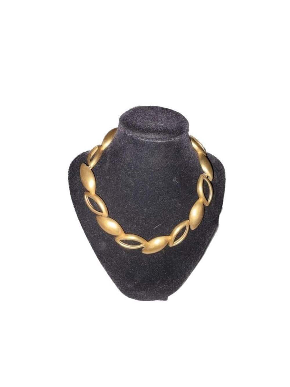 Vintage Monet Gold Tone Brushed Matte Finish Link Choker Necklace